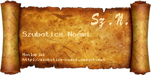 Szubotics Noémi névjegykártya
